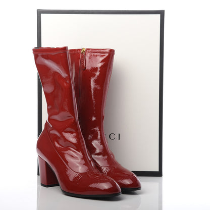 Gucci Naplack Patent Printyl Zip Boots 40.5 Hibiscus Red 9 of 9