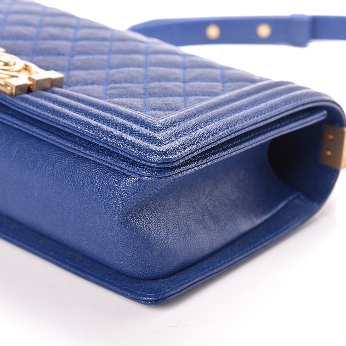 Caviar Quilted Medium Boy Flap Dark Blue