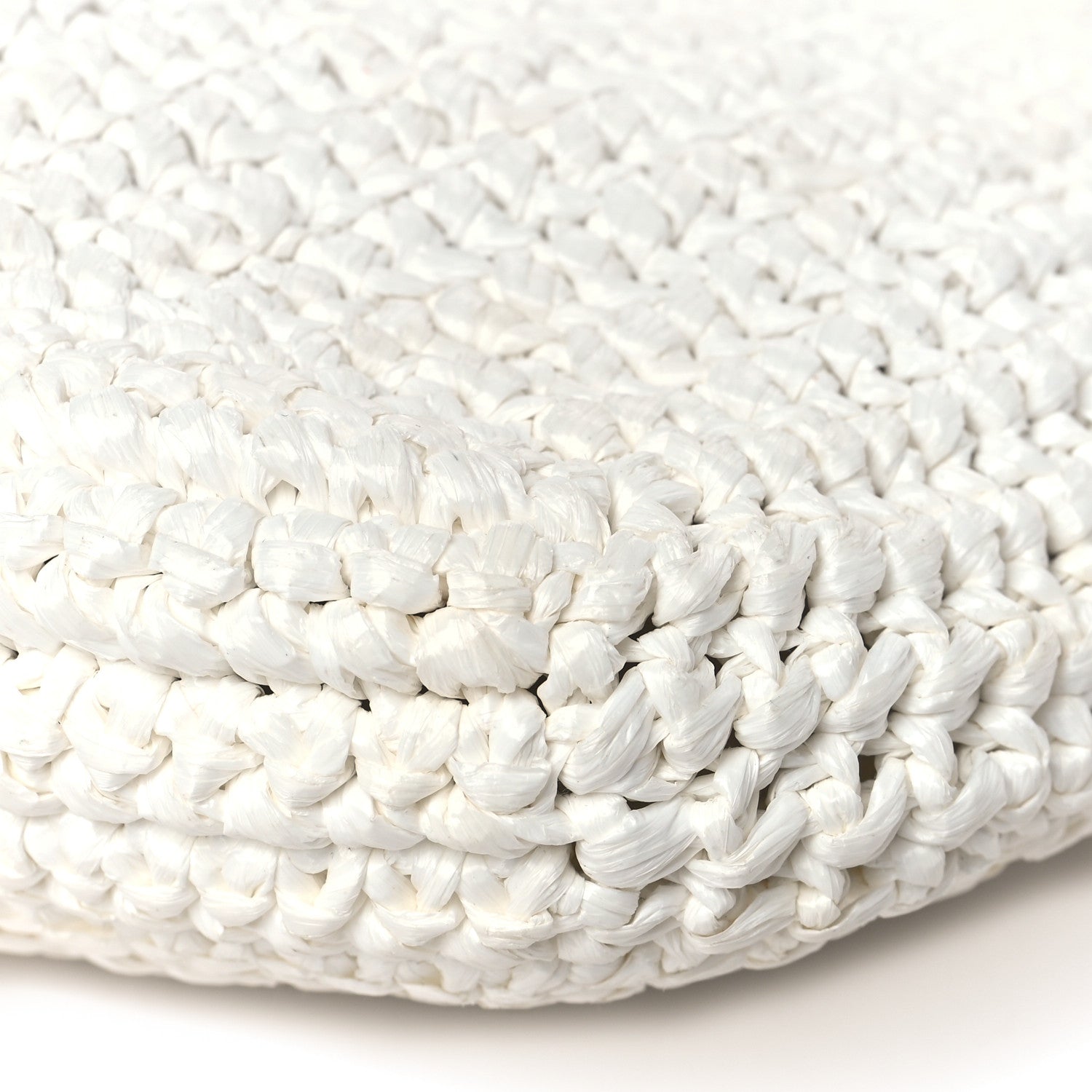 Prada Yarn Raffia Effect Crochet Embroidered Small Logo Tote White 8 of 9
