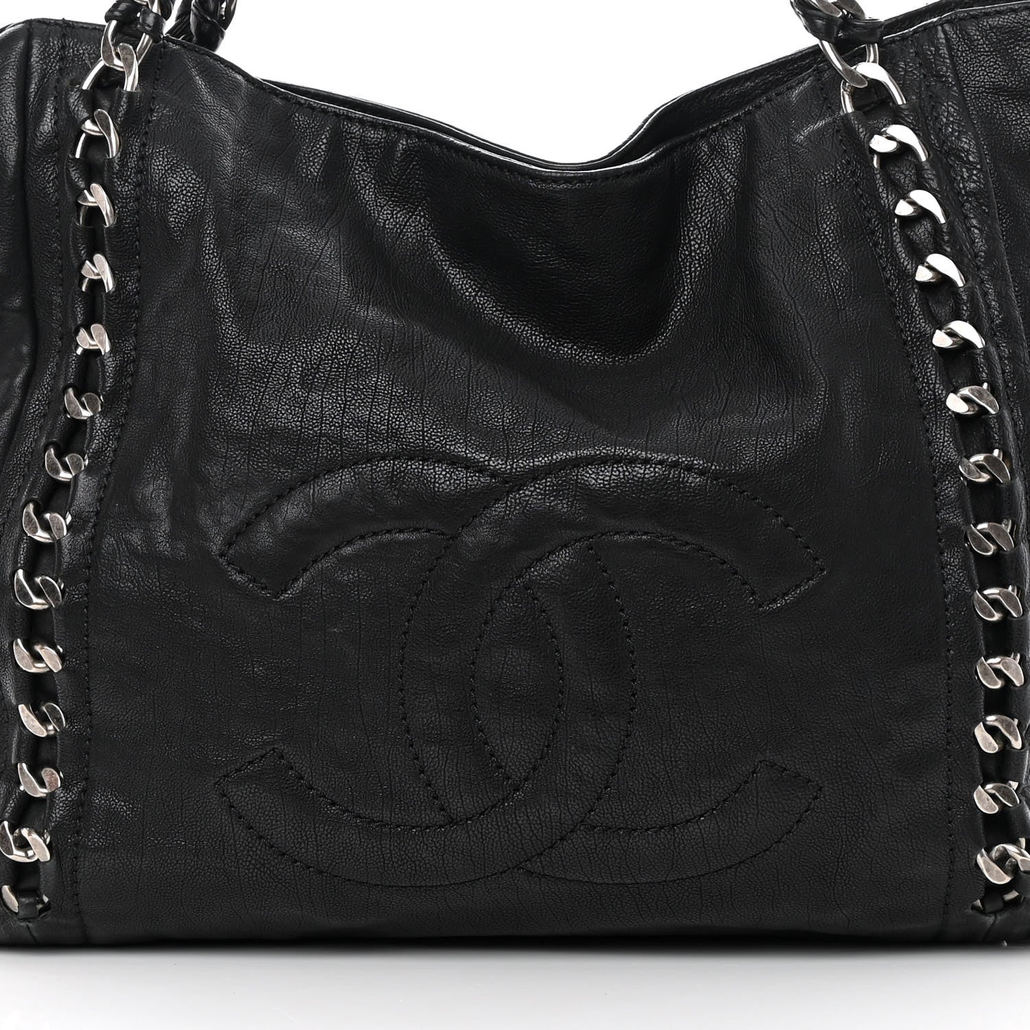 Chanel Glazed Calfskin Modern Chain Tote Black 8 of 13