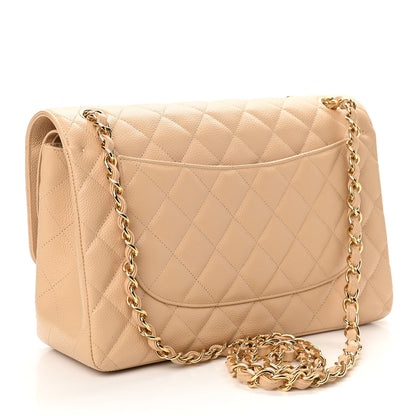 Chanel Caviar Quilted Jumbo Double Flap Light Beige 3 of 11