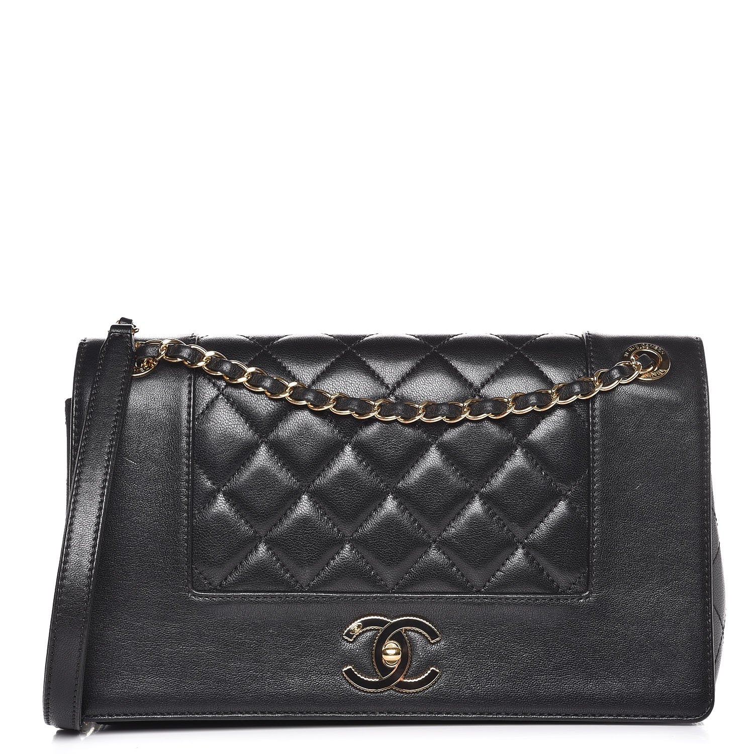 Chanel Sheepskin Quilted Vintage Mademoiselle Flap Black 1 of 8