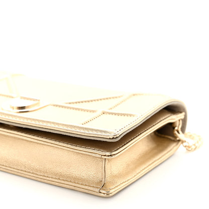 Christian Dior Metallic Calfskin Diorama Wallet on Chain Pouch Light Gold 9 of 9