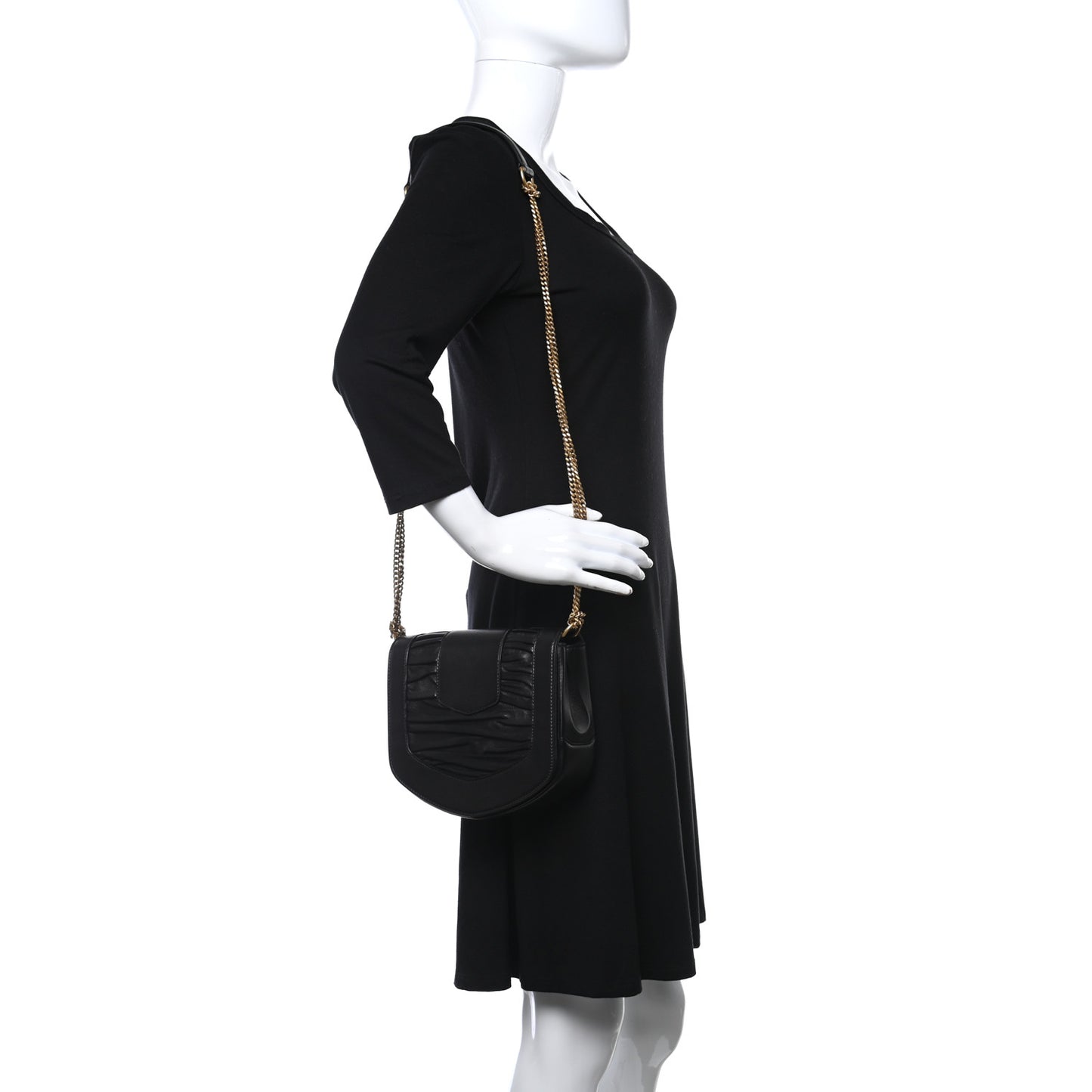 Lambskin Chrissie Chain Shoulder Bag Black