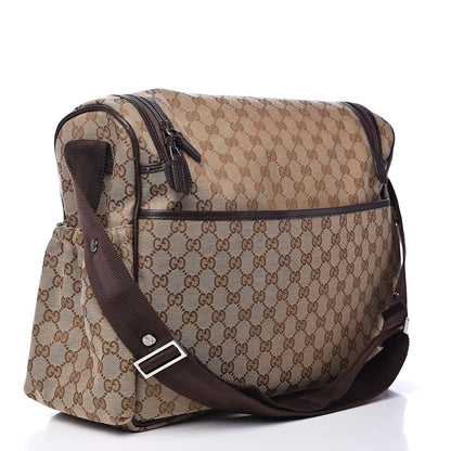 Gucci Monogram Natural Pigskin Large Diaper Bag Beige Ebony Cocoa Dark Chocolate 4 of 14