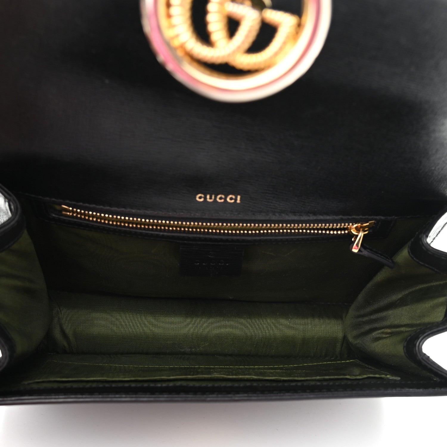 Gucci Textured Calfskin Small Torchon GG Ring Shoulder Bag Black 5 of 14