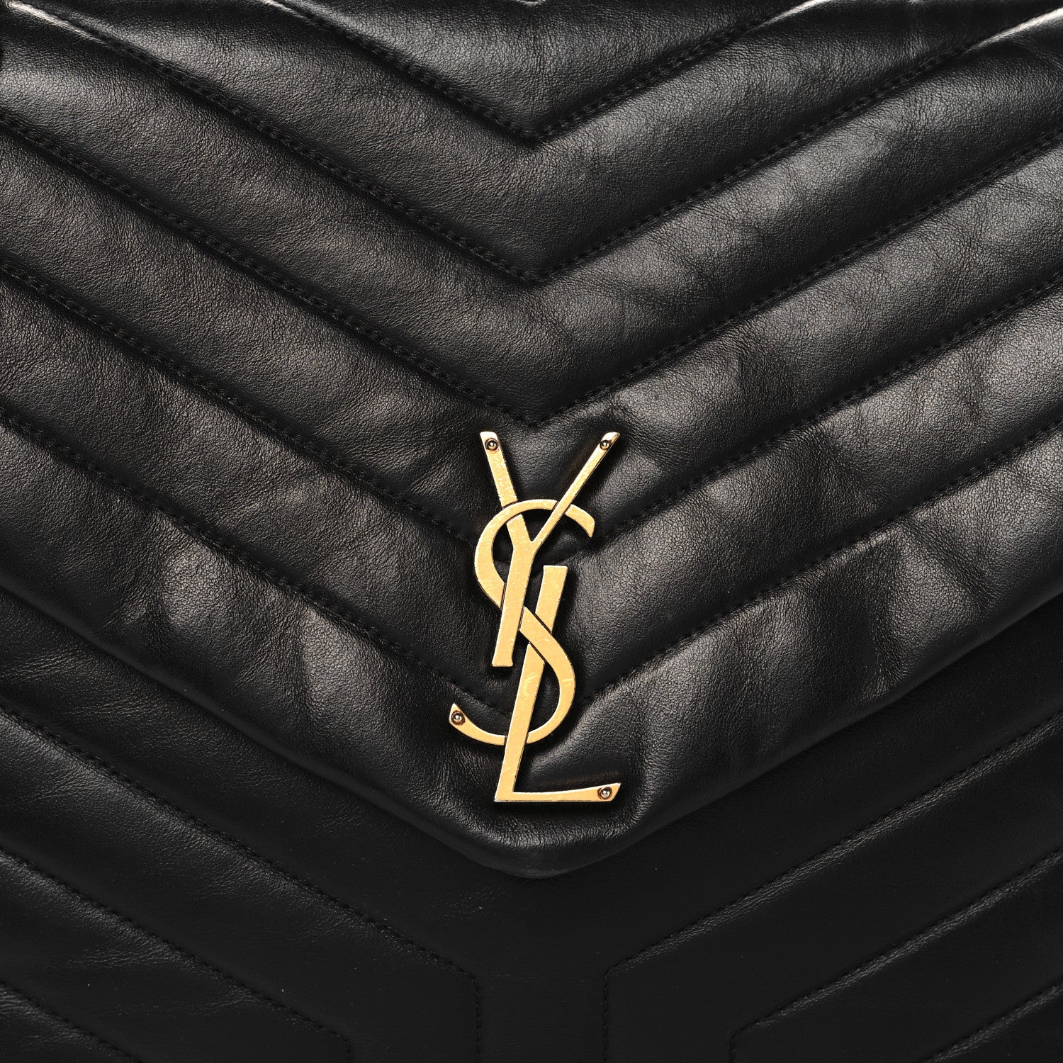 Saint Laurent Calfskin Y Quilted Monogram Large Loulou Chain Satchel Black 9 of 13