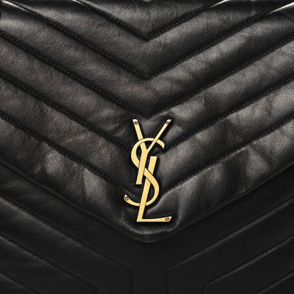 Saint Laurent Calfskin Y Quilted Monogram Large Loulou Chain Satchel Black 9 of 13