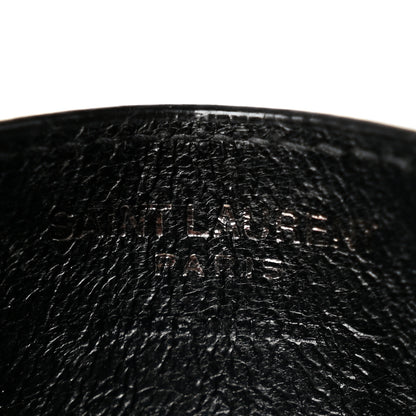 Saint Laurent Grain De Poudre Matelasse Chevron Monochrome Monogram Credit Card Case Black 6 of 10