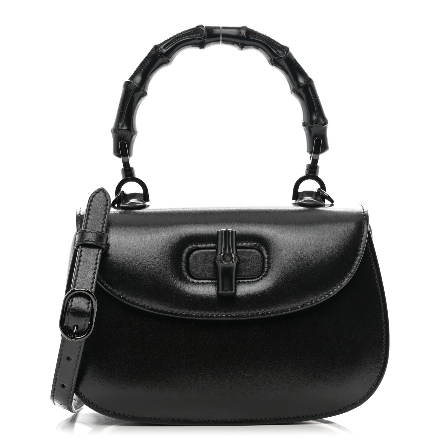 Gucci Boarded Dyana Lux Calfskin Web Monochrome Small Bamboo 1947 Top Handle Bag Black 1 of 9
