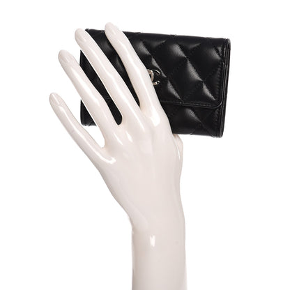 Chanel Lambskin Quilted Flap Card Holder Black 2 of 8