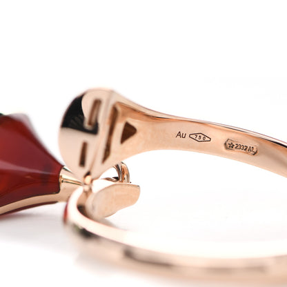 Bulgari 18K Rose Gold Diamond Carnelian Divas' Dream Charm Ring 51 5.75 5 of 6