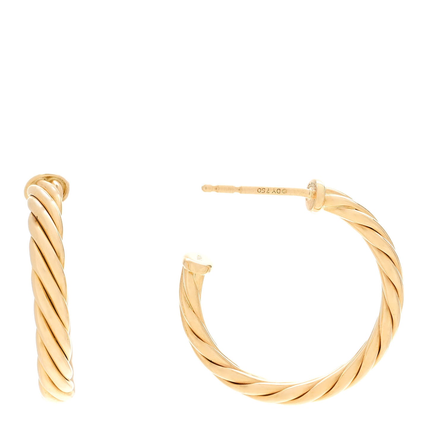 18K Yellow Gold Mini Cablespira Hoop Earrings