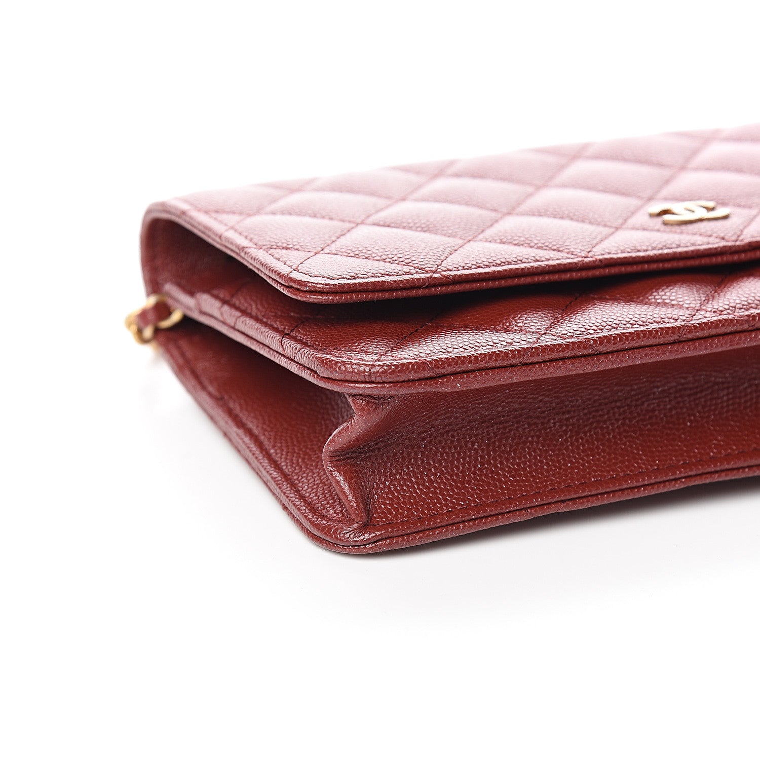 Chanel Iridescent Caviar Quilted Wallet On Chain WOC Burgundy 9 of 12