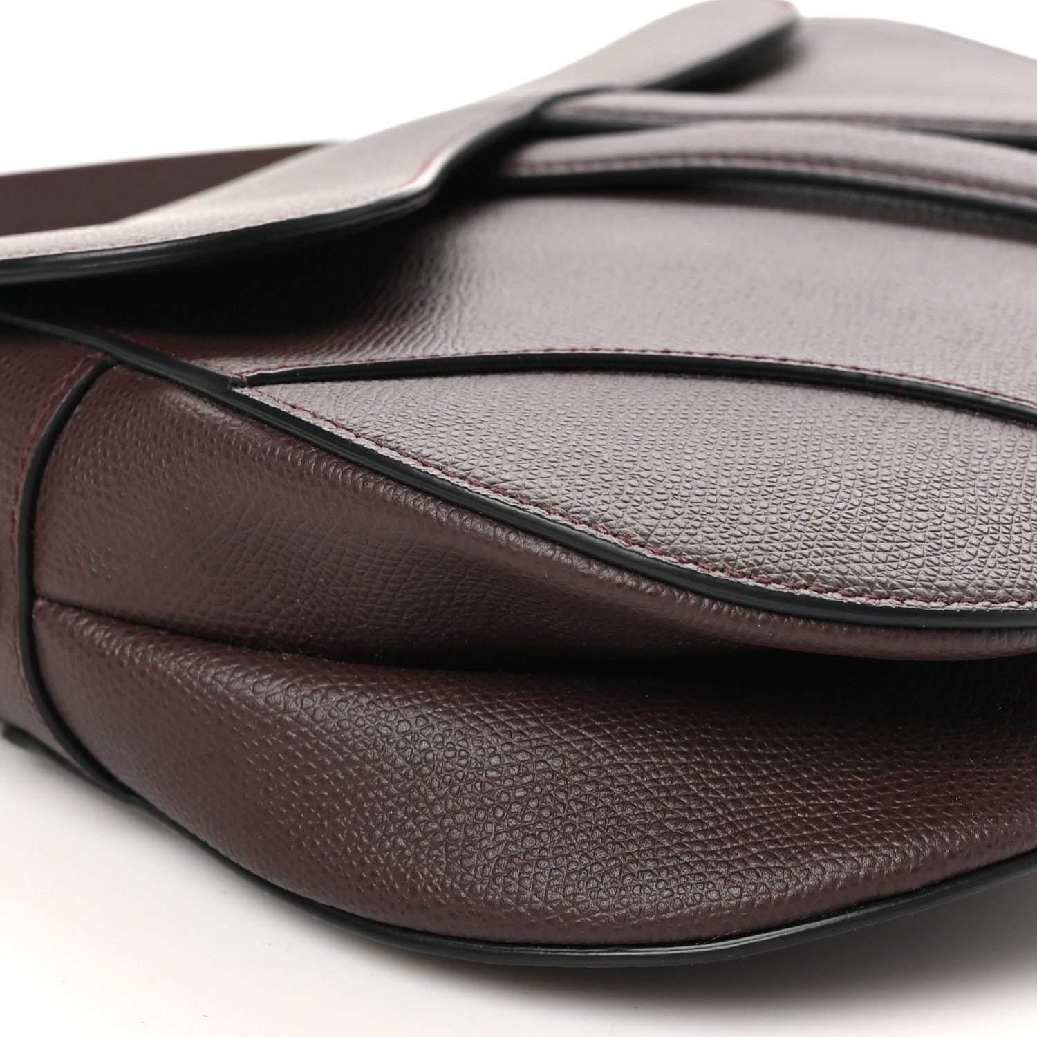 Christian Dior Grained Calfskin Saddle Bag  Burgundy 9 of 10