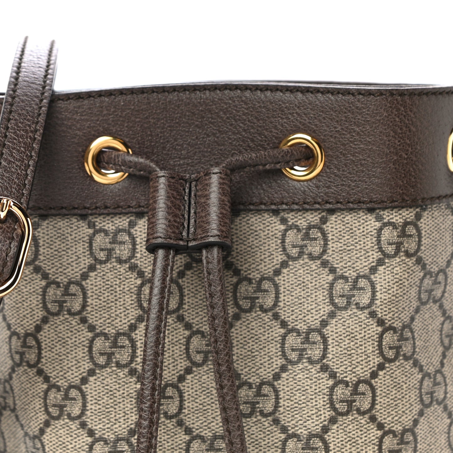 GG Supreme Monogram Web Mini Ophidia Bucket Bag Brown