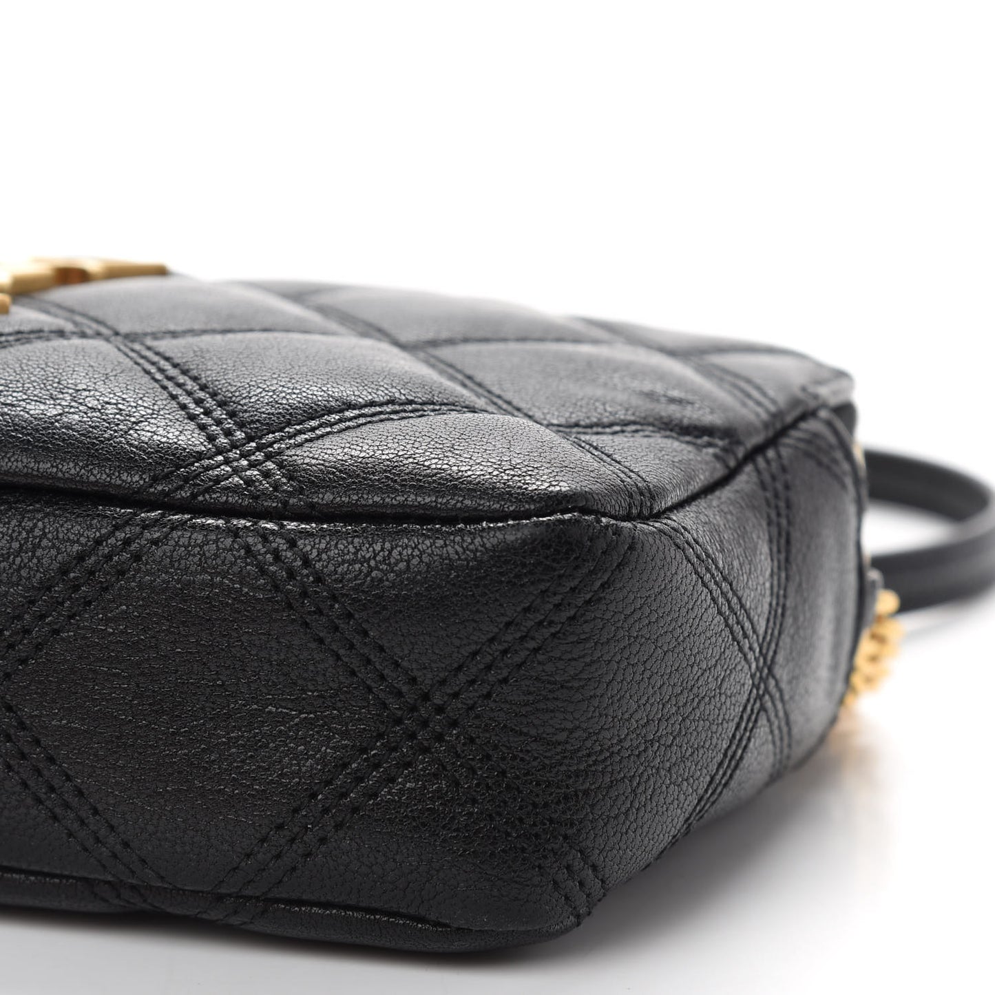 Grained Lambskin Quilted Mini Becky Double Zip Bag Black