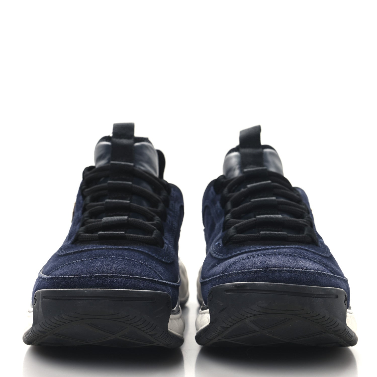 Chanel Suede Calfskin Nylon Grosgrain CC Sneakers 39 Navy Blue 3 of 9
