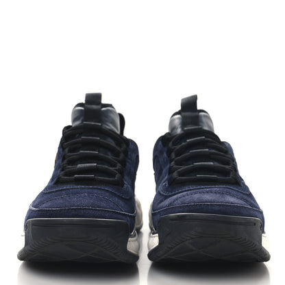 Chanel Suede Calfskin Nylon Grosgrain CC Sneakers 39 Navy Blue 3 of 9