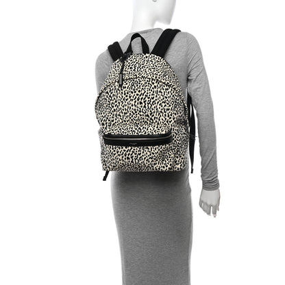 Saint Laurent Canvas Leopard Print City Backpack Black White 2 of 10