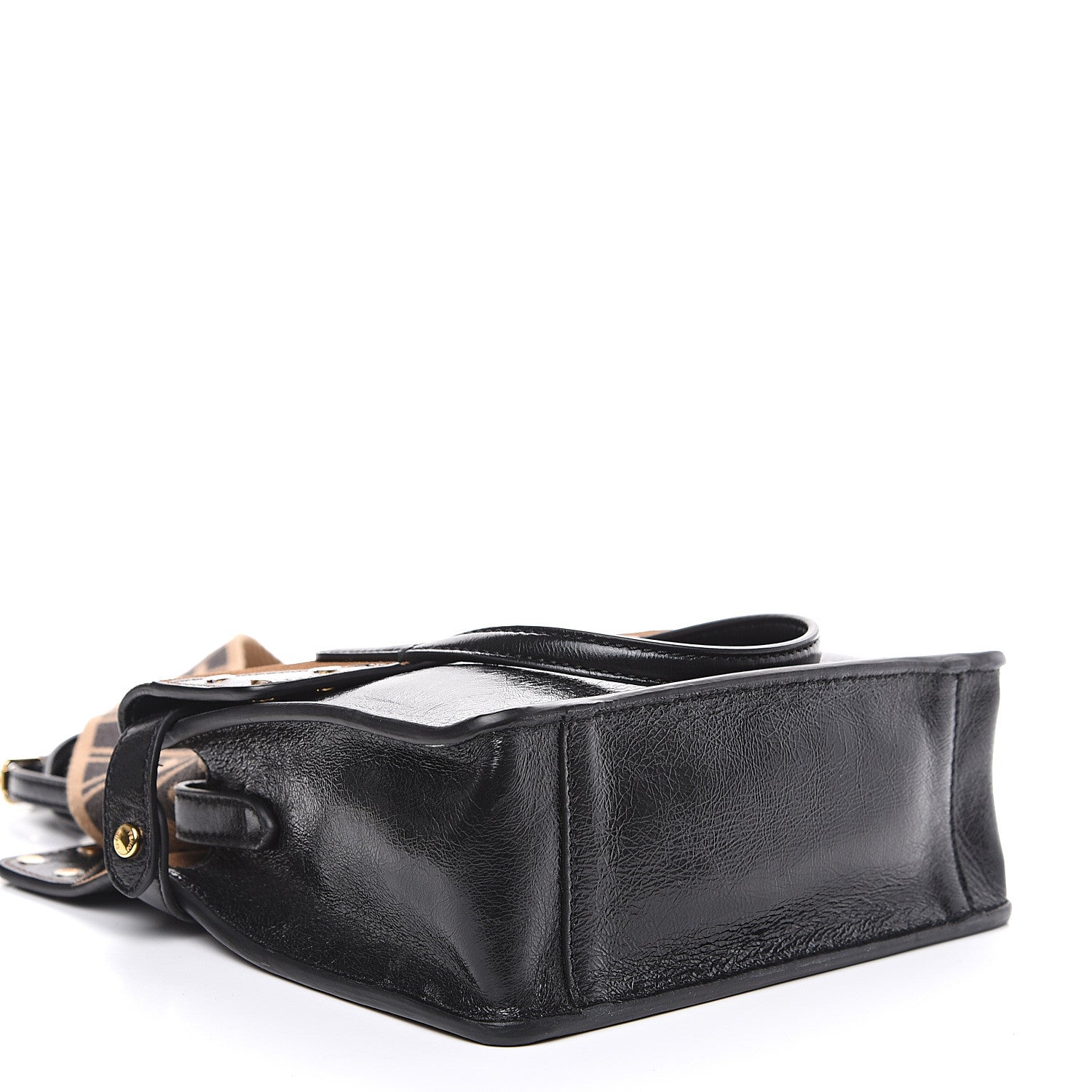 Fendi Agnello Old Shine Vitello Go Rain Small Flip Tote Black Marrone 3 of 7