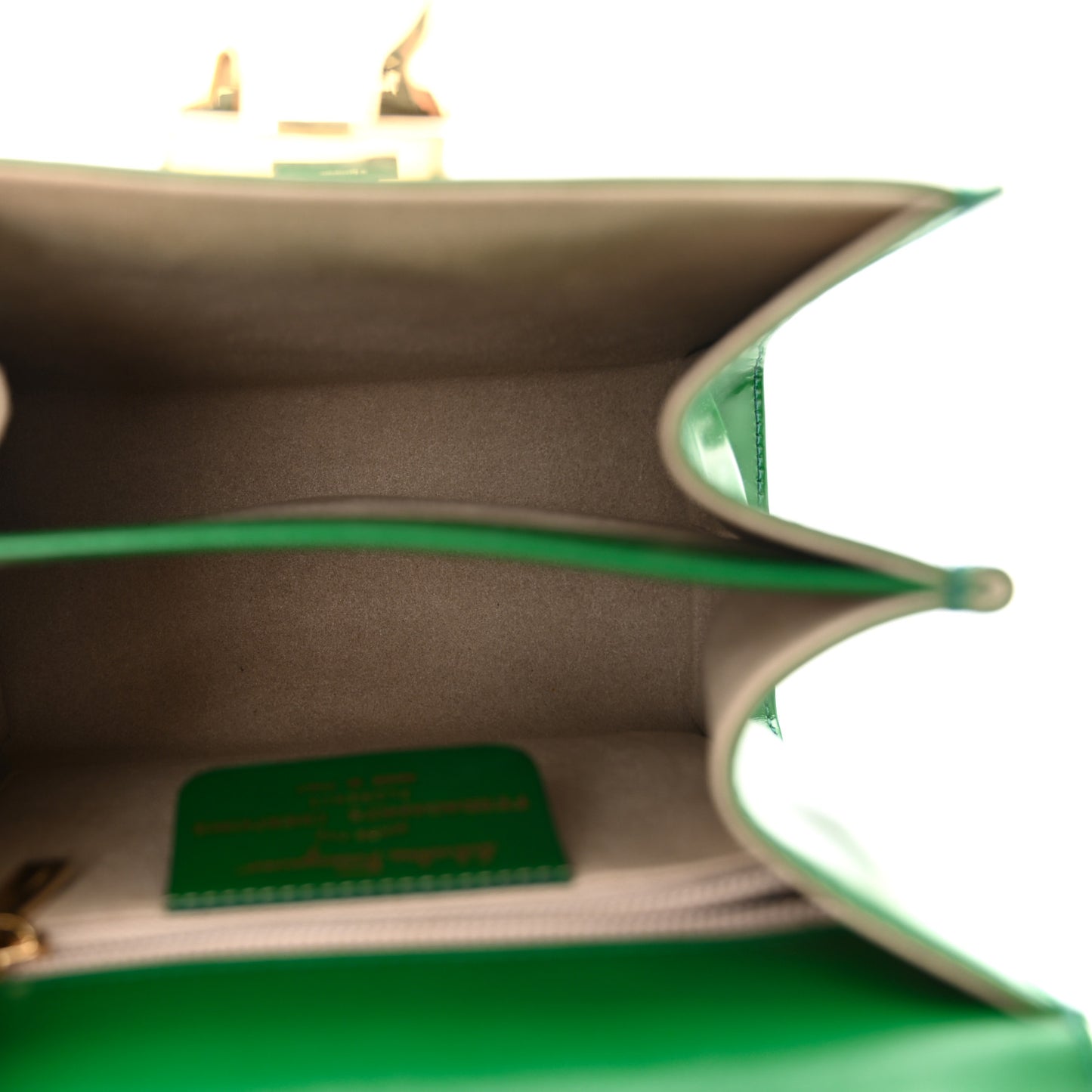 Brushed Off Calfskin Small Iconic Top Handle Bag Verde