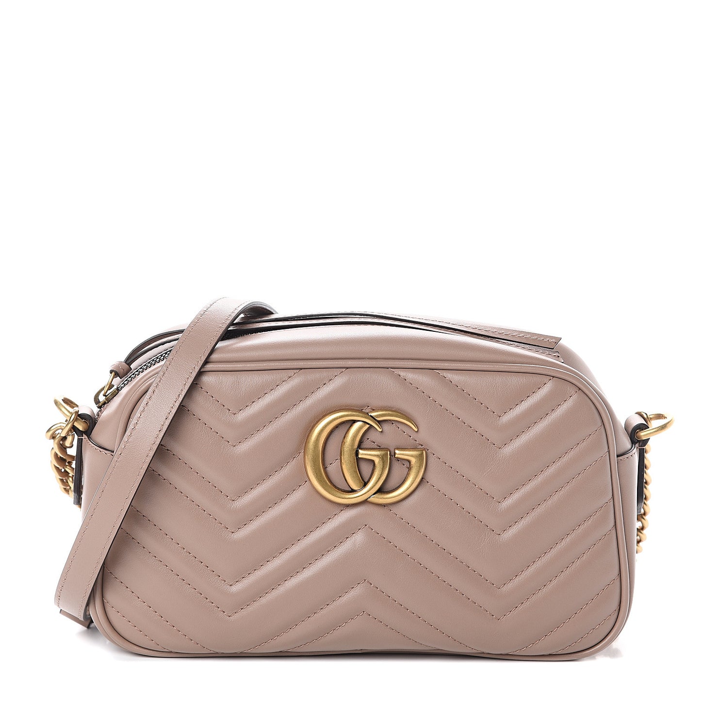 Calfskin Matelasse Small GG Marmont Chain Shoulder Bag Porcelain Rose