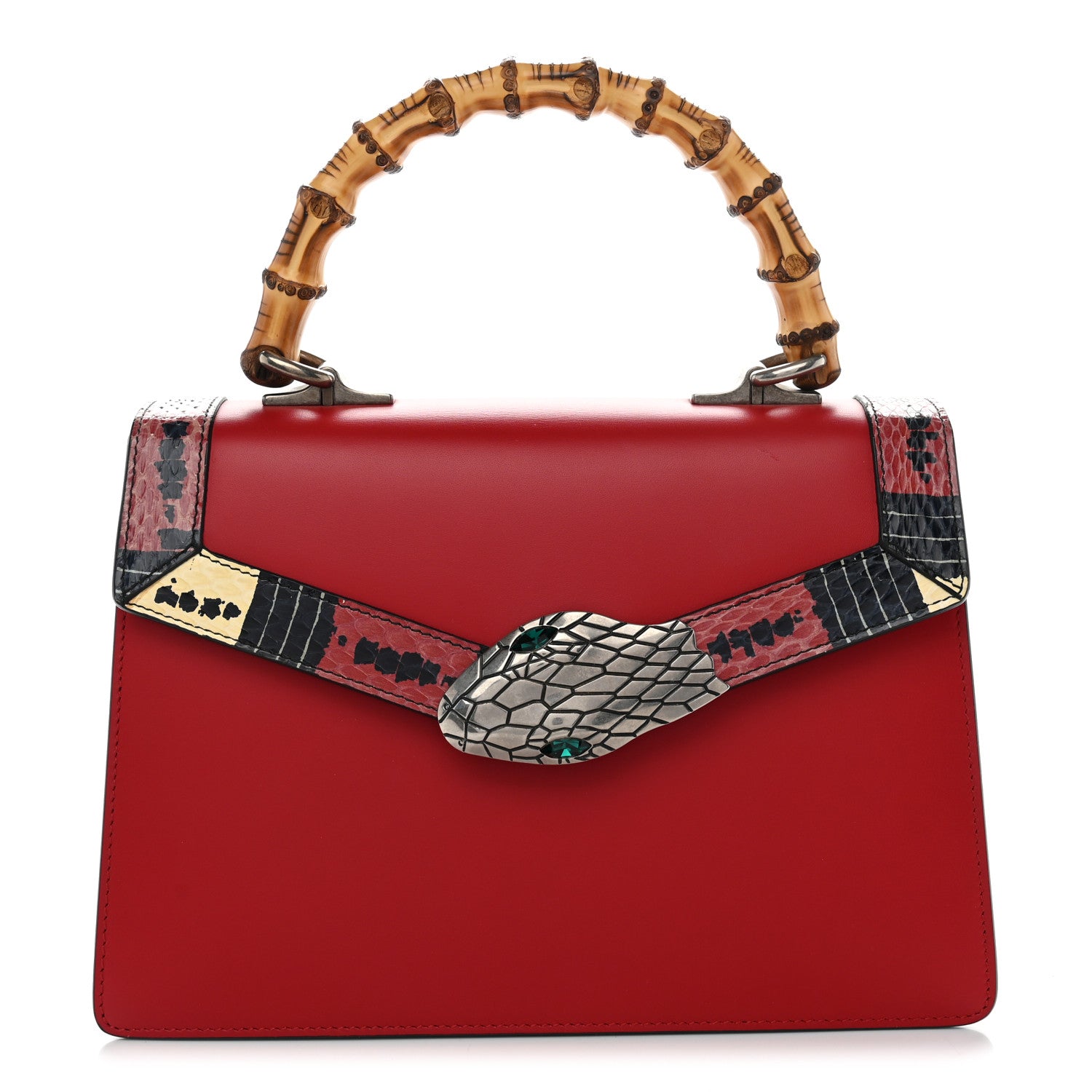 Gucci Calfskin Snakeskin Small Lilith Top Handle Bag Red 1 of 10