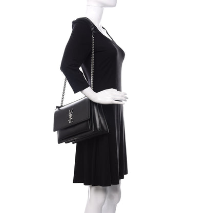 Saint Laurent Calfskin Large Monogram Sunset Black 2 of 9