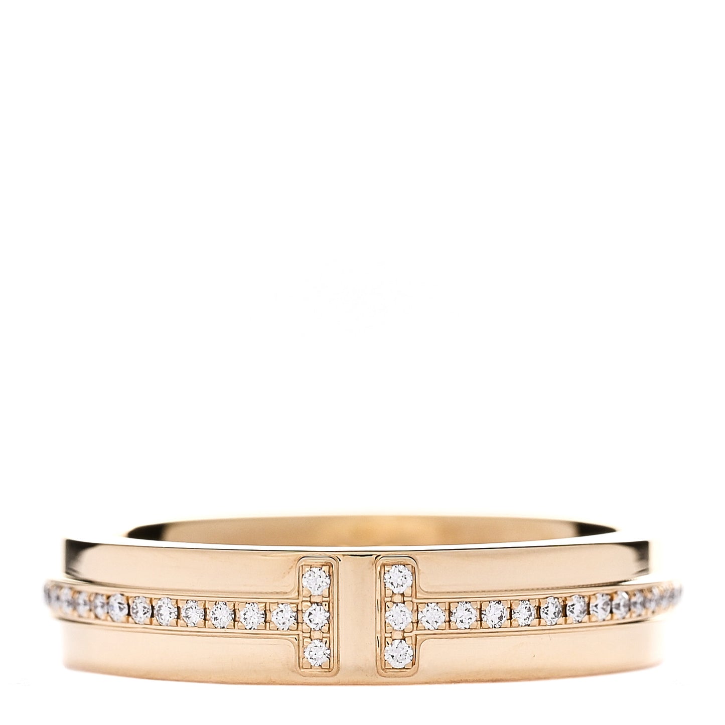 18K Yellow Gold Diamond Narrow T Two Ring 50 5.5