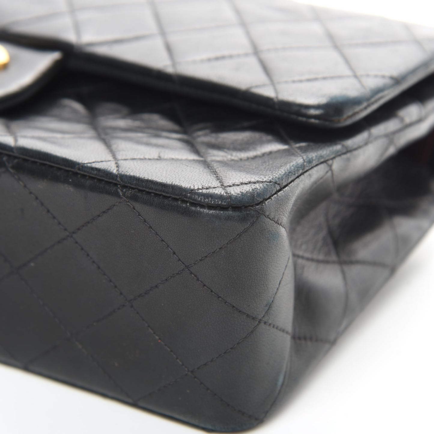 Lambskin Quilted Medium Double Flap Black