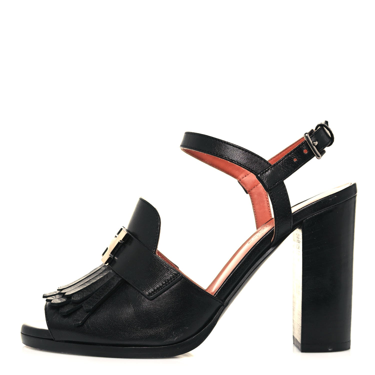 Hermes Goatskin Alesia Sandals 37.5 Black 1 of 8