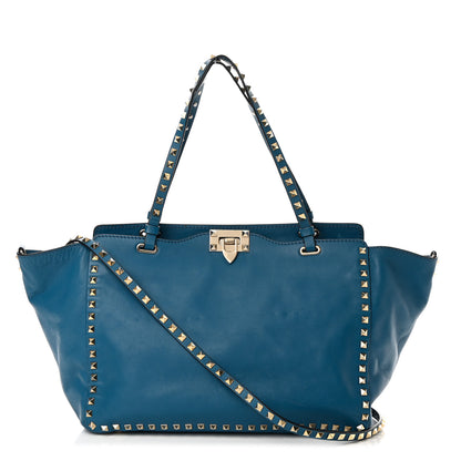 Valentino Garavani Calfskin Medium Rockstud Tote Blue 1 of 25