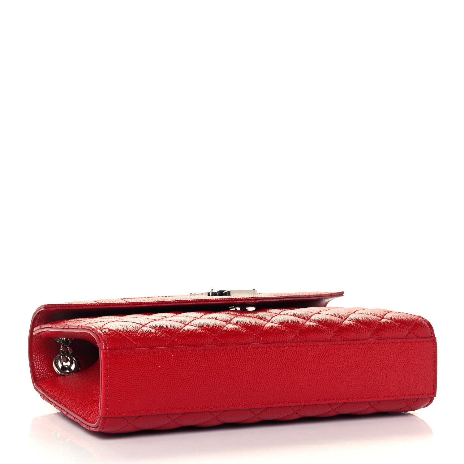 Saint Laurent Grain De Poudre Textured Mixed Matelasse Triquilt Medium Monogram Satchel New Red 4 of 12