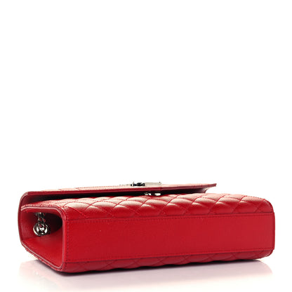 Saint Laurent Grain De Poudre Textured Mixed Matelasse Triquilt Medium Monogram Satchel New Red 4 of 12