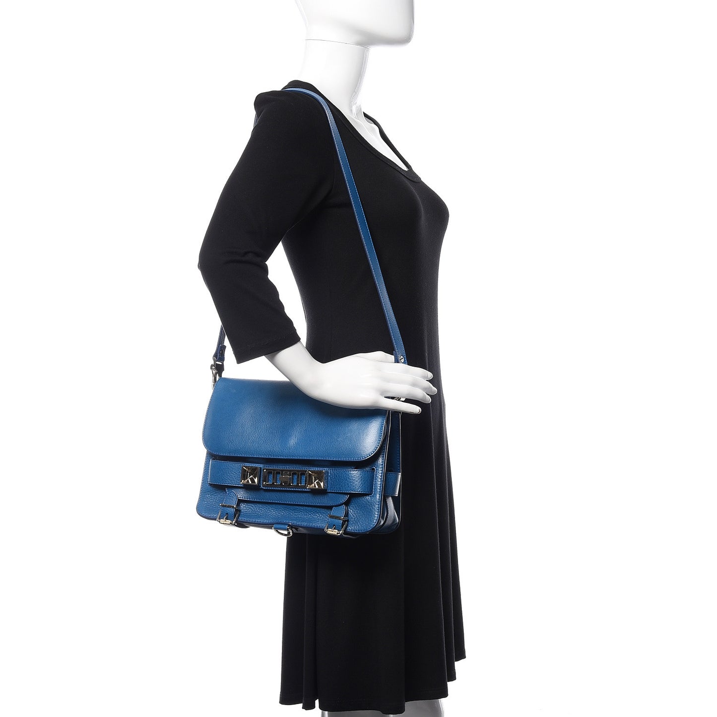 Calfskin PS11 Classic Shoulder Bag Bright Blue