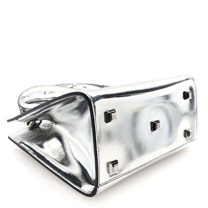 Salvatore Ferragamo Metallic Calfskin Small The Studio Box Bag Argento 4 of 9