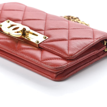 Chanel Lambskin Quilted Golden Class Wallet on Chain WOC Red 7 of 13