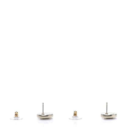 Chanel Crystal Papyrus Stud Earrings Gold 3 of 5