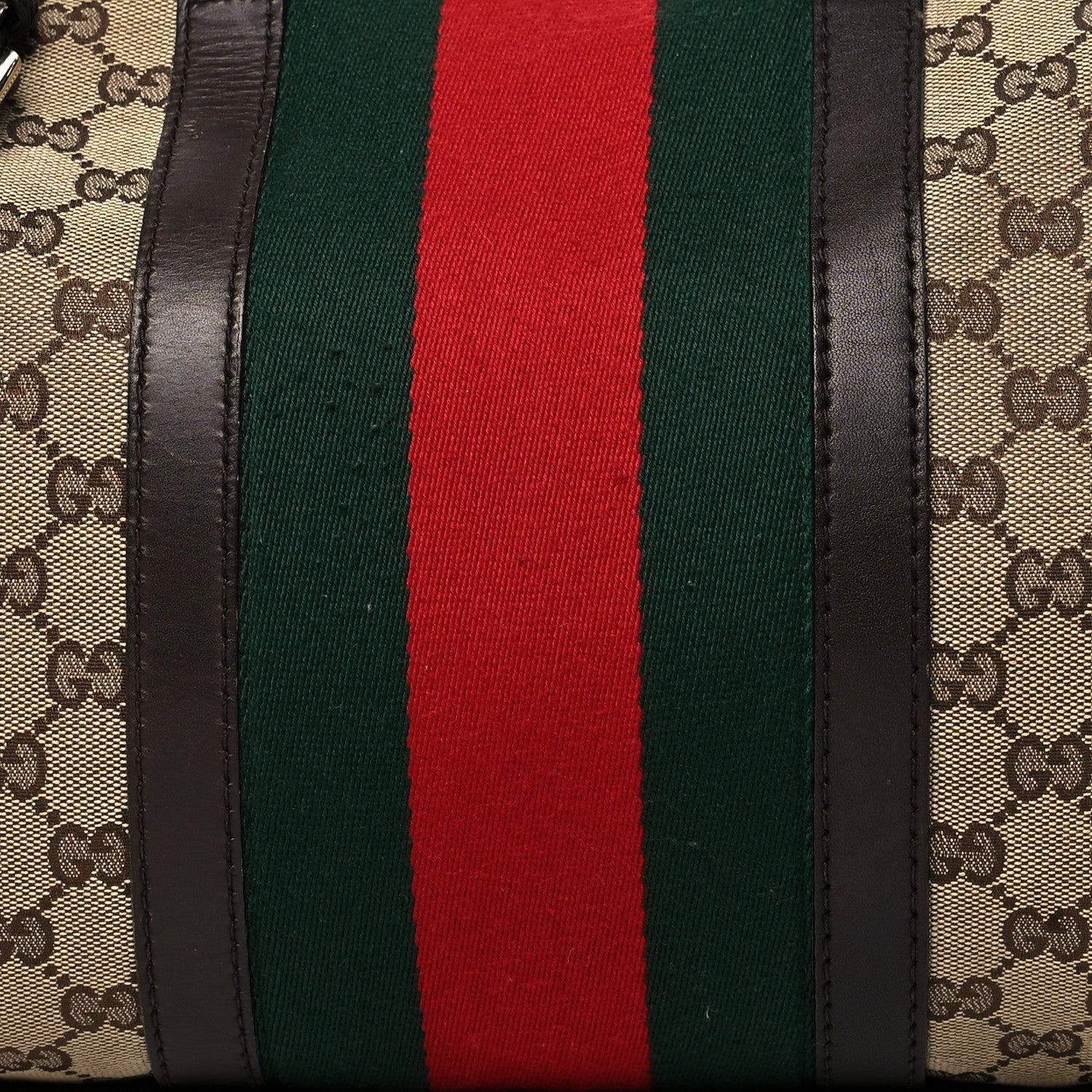 Gucci Monogram Vintage Web Medium Boston Dark Brown 8 of 17