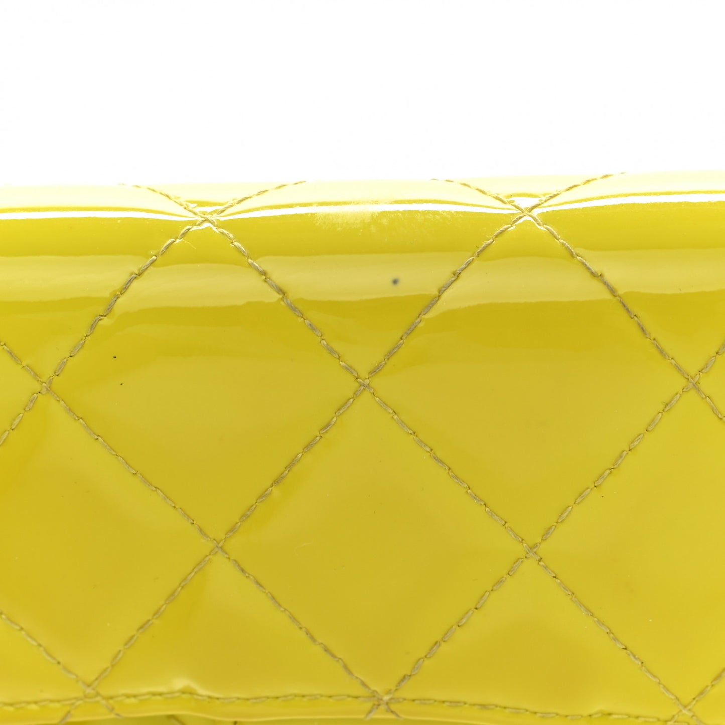 Patent Quilted Large Gusset Flap Wallet Yellow