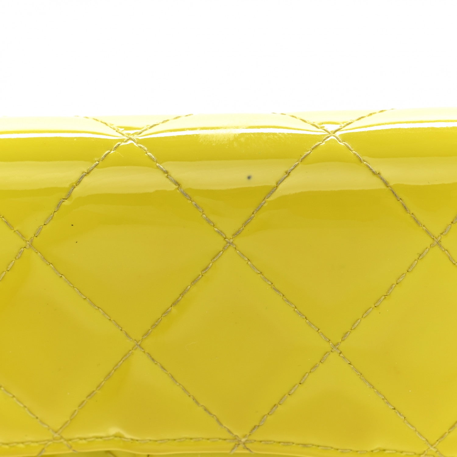 Chanel Patent Quilted Large Gusset Flap Wallet Yellow 14 of 15