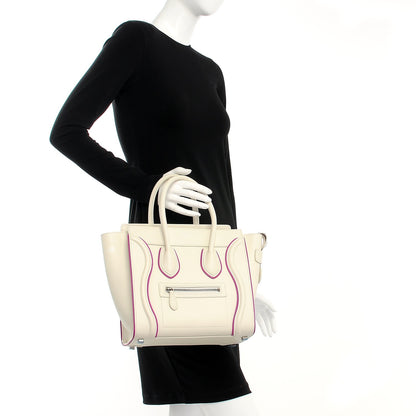 Celine Smooth Calfskin Micro Luggage White Magenta 2 of 7