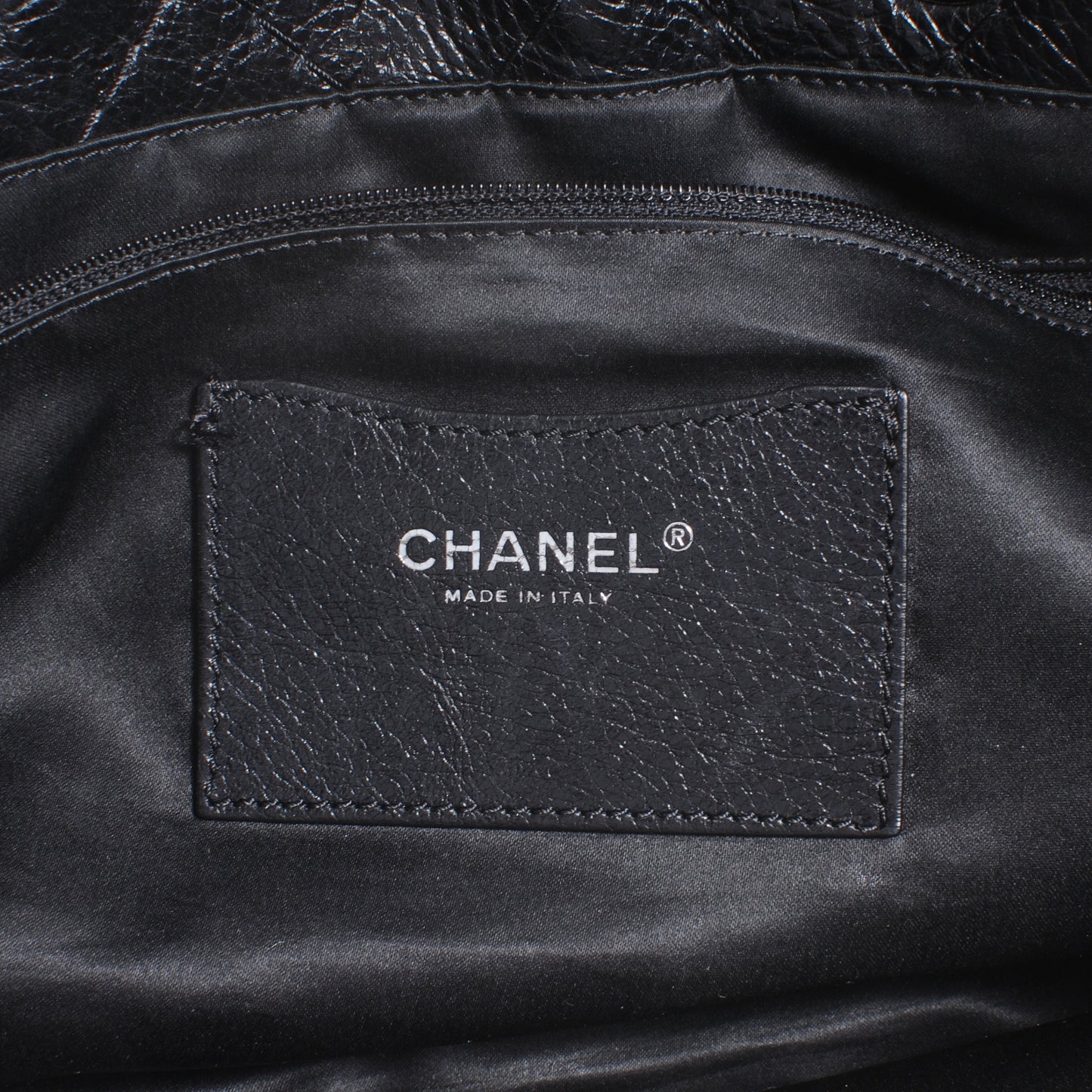 Glazed Calfskin Large On The Road Tote Black