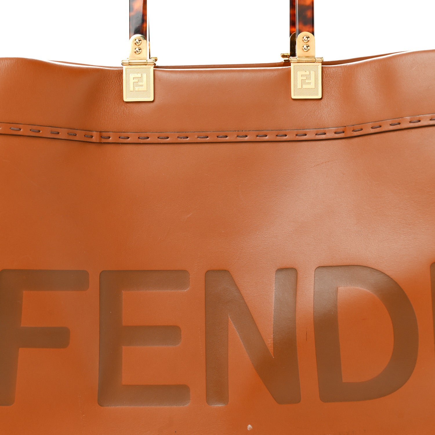 Fendi Vitello King Plexiglass Large Fendi Sunshine Shopper Tote Cuoio 8 of 13