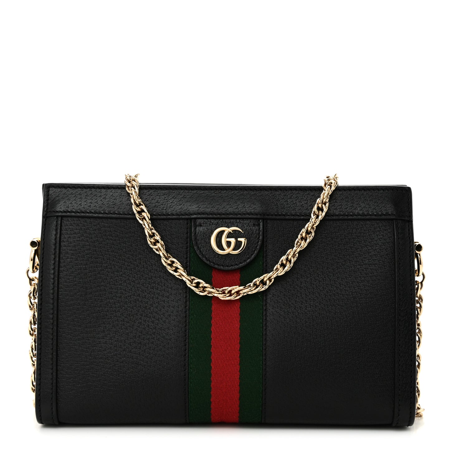 Calfskin GG Web Small Ophidia Chain Shoulder Bag Black
