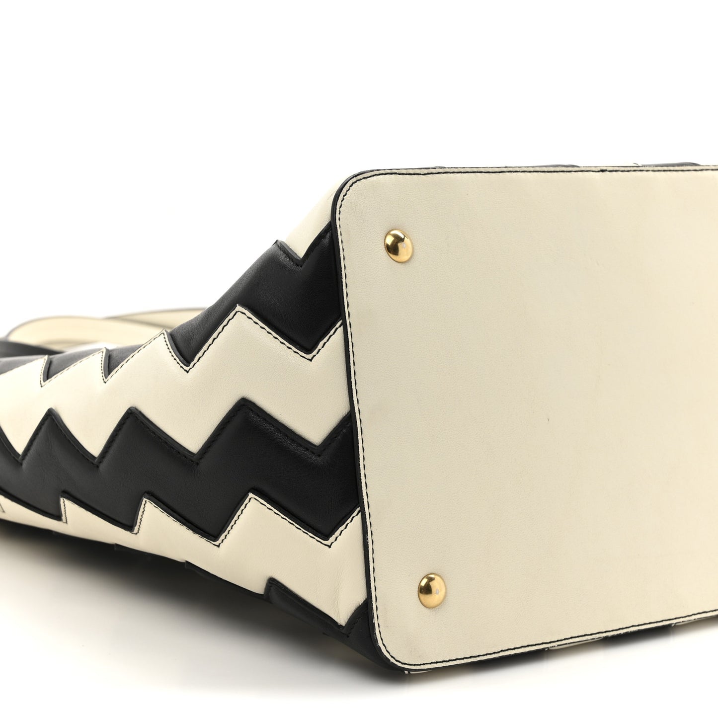 Calfskin ZigZag Tote Black White