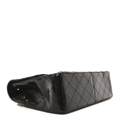 Chanel Patent Quilted Sparkle Glitter Jumbo Single Flap Black 4 of 10