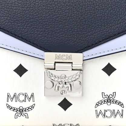 MCM Calfskin Visetos Monogram Medium Millie Color Block Crossbody Bag White Mood Indigo 8 of 10