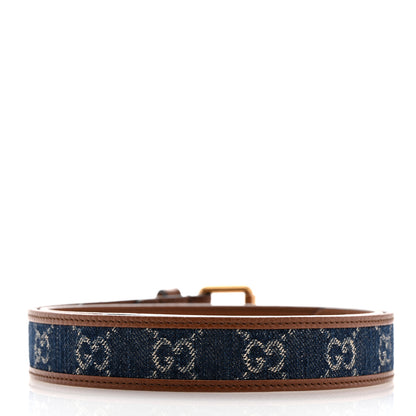 Gucci New Denim GG Monogram Dollar Calfskin Belt 80 32 Blue Tea Cuir Epilog 2 of 7